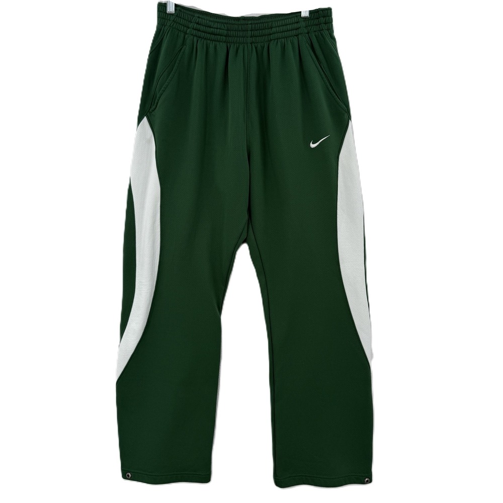 Nike Team Track Pants Mens XL Green FitDry Mesh Warmup Wide Leg Y2K